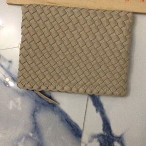 Naghedi Taupe Woven Clutch
